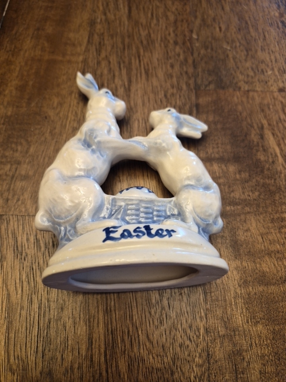White Ceramic Easter Bunny Figurine Holiday Decor Stamped 1999